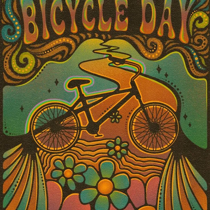 Bicycle day banner to highlight this underground holiday
