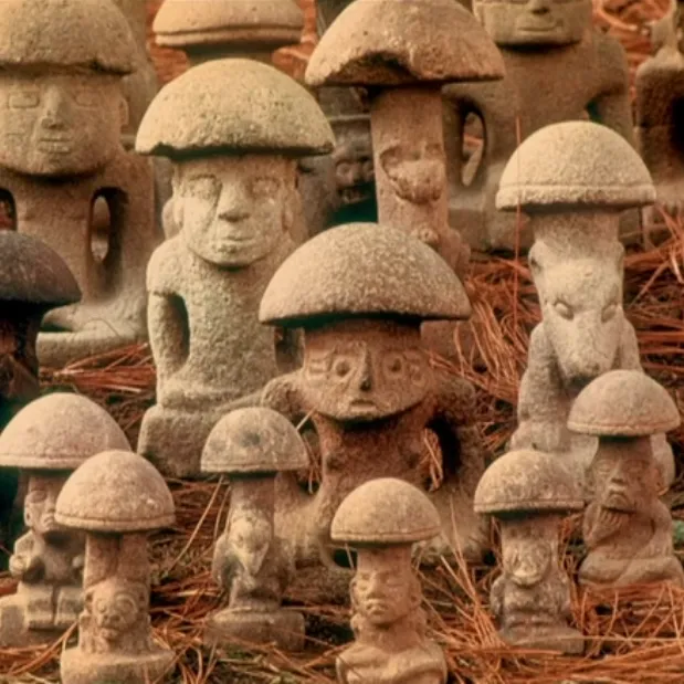 Ancient mushroom stone statues.